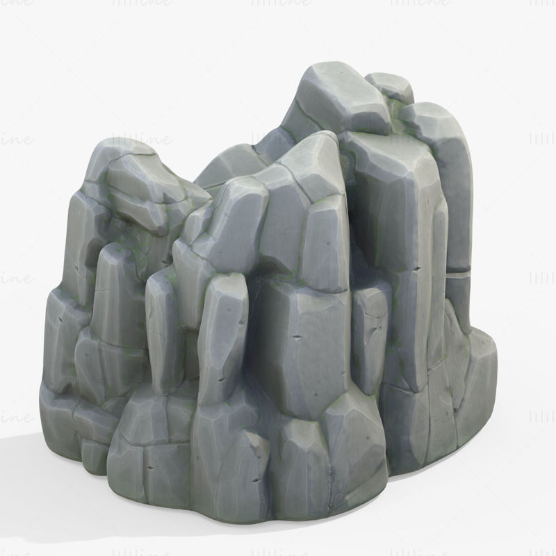 Modello 3D stilizzato della scogliera di pietra della roccia