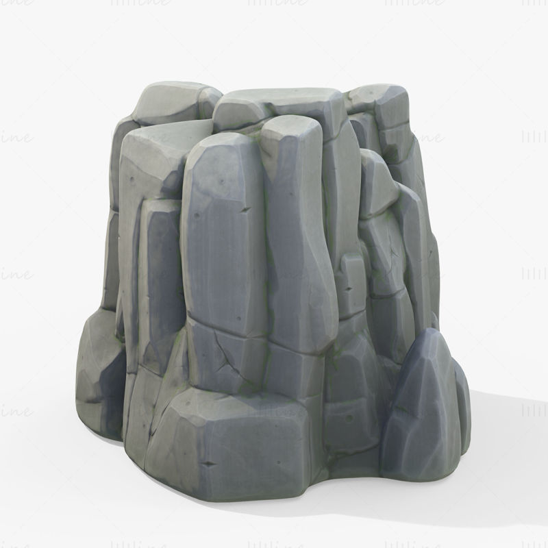 Stilisiertes 3D-Modell einer Felsenklippe