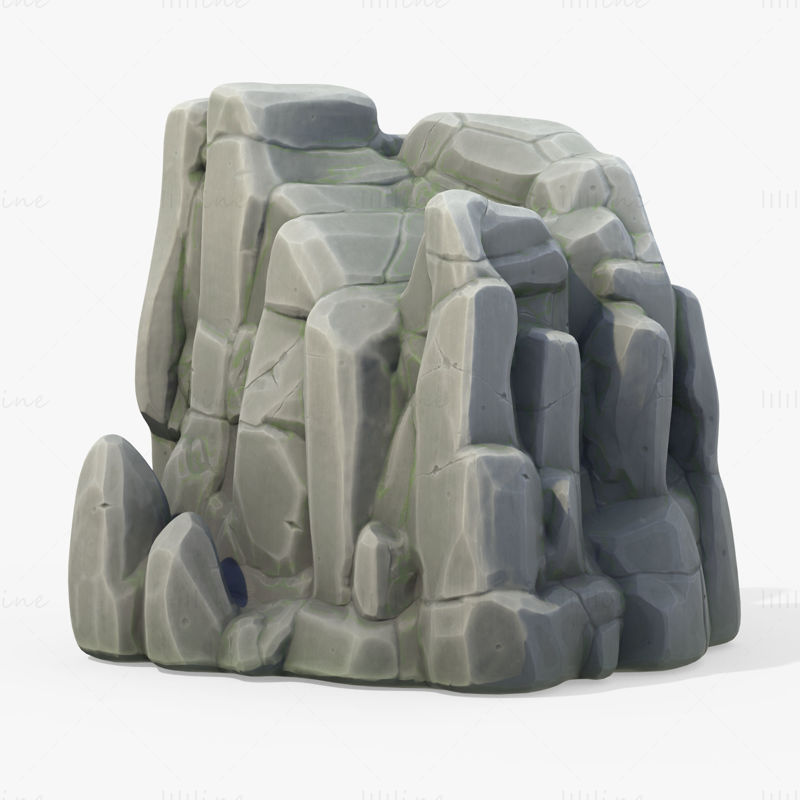 様式化された岩石崖3Dモデル