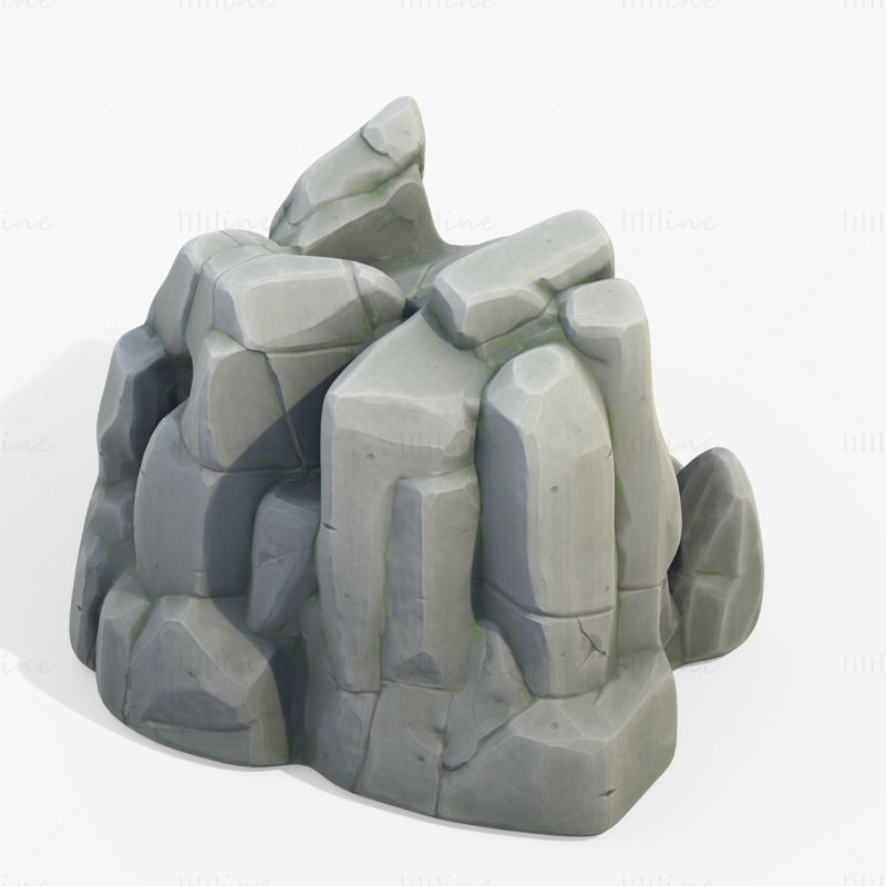 Стилизованная каменная скала 3D модель