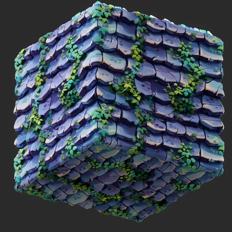 Stylized Roof and Leaves Seamless Texture