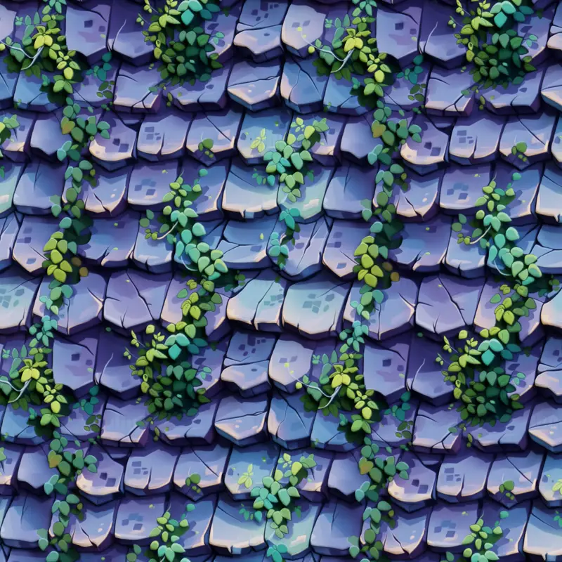 Stylized Roof and Leaves Seamless Texture