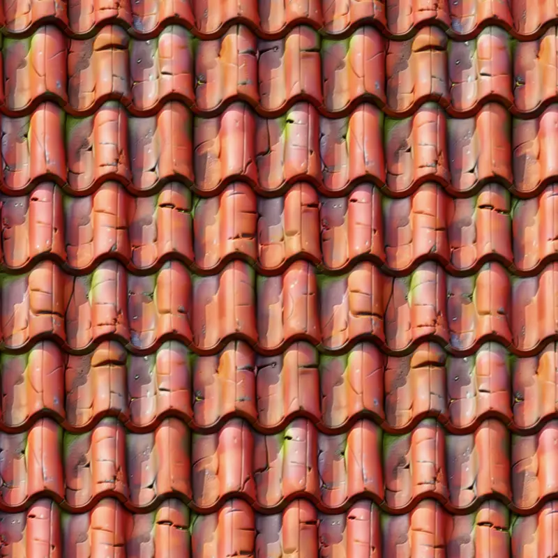 Stylized Roof with Moss Seamless Texture