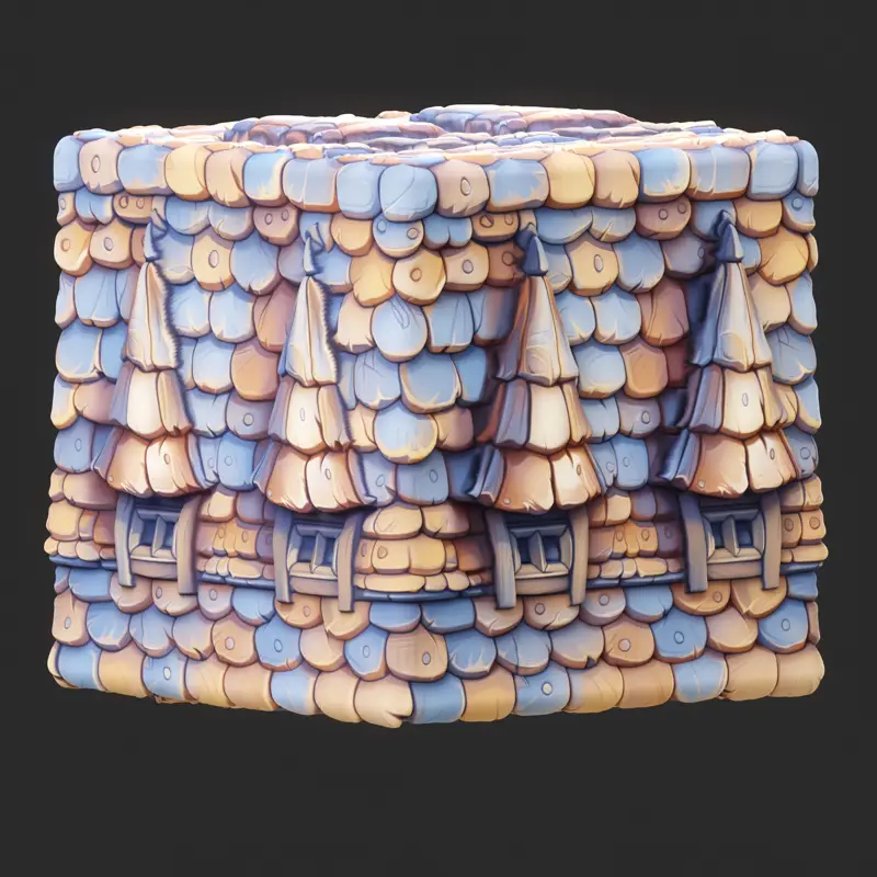 Stylized Roof with Window Seamless Texture