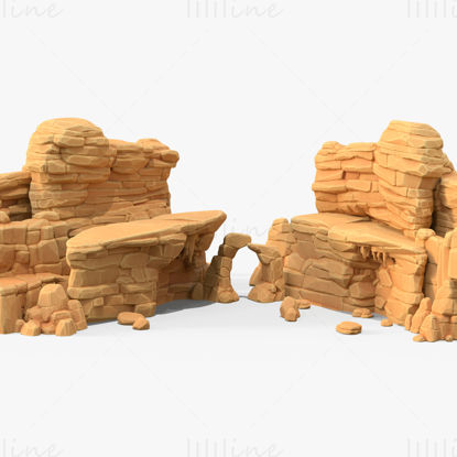 Ikke-realistisk 3D-modell av sandstein