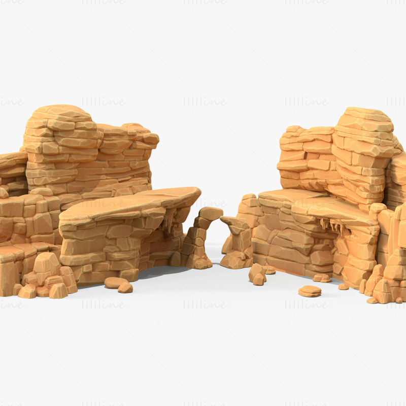 نموذج غير واقعي لصخور الحجر الرملي ثلاثي الأبعاد