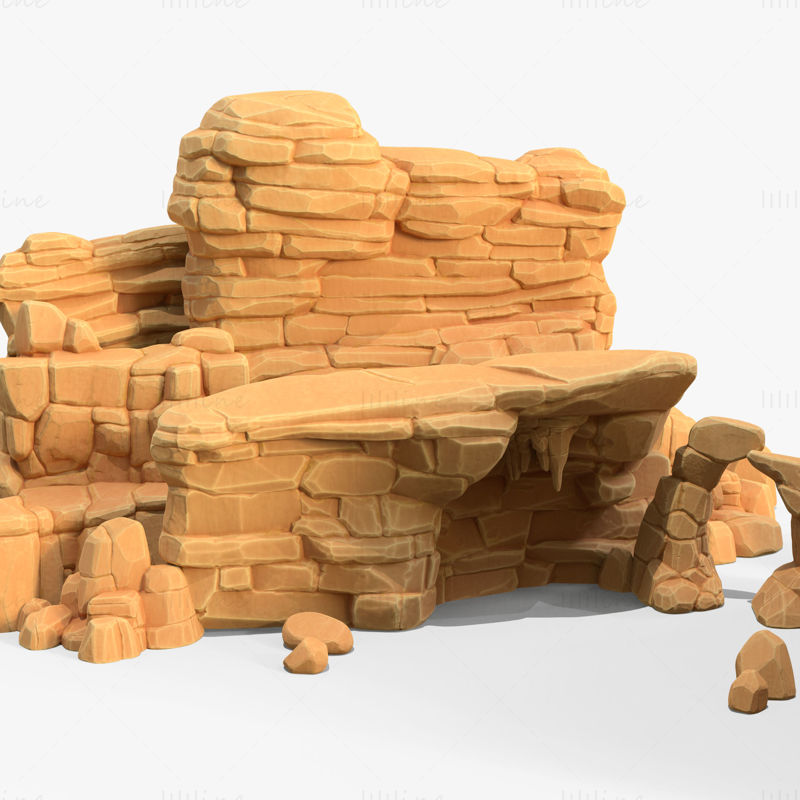 Nerealistický 3D model pískovcové skály