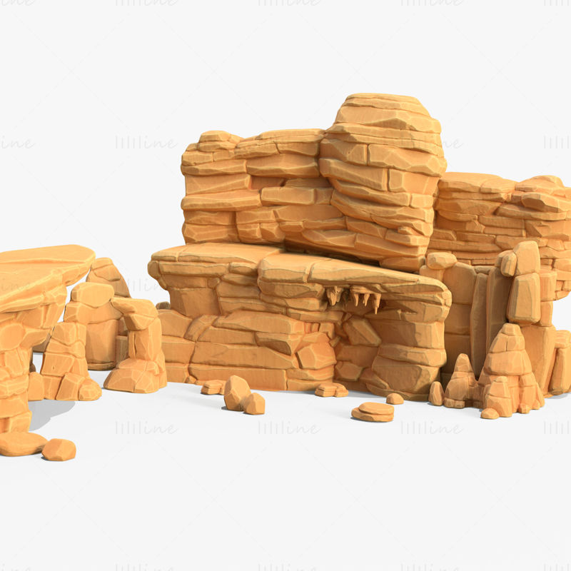 Modelo 3D de roca arenisca no realista