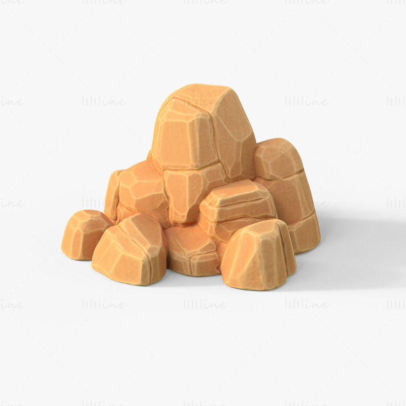 Stylized SandStone Rock 3D Model Pack