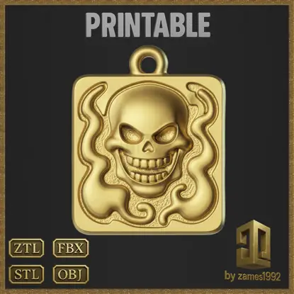 Stylized Skull Pendant Jewelry Design 3D Print Model
