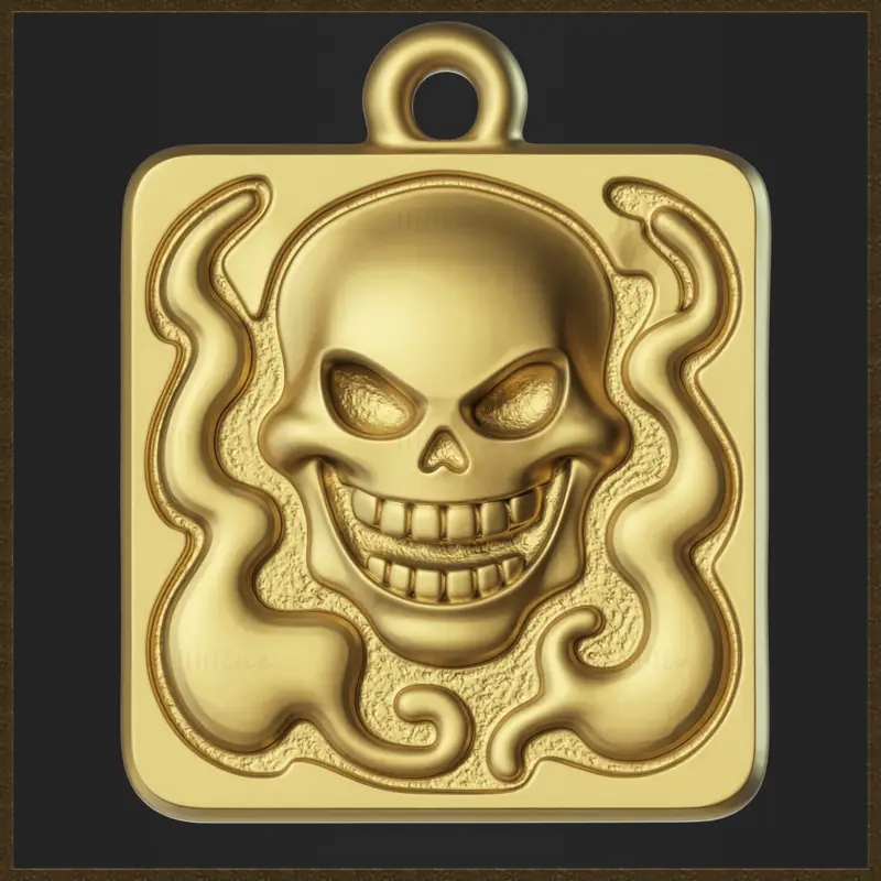 Stylized Skull Pendant Jewelry Design 3D Print Model