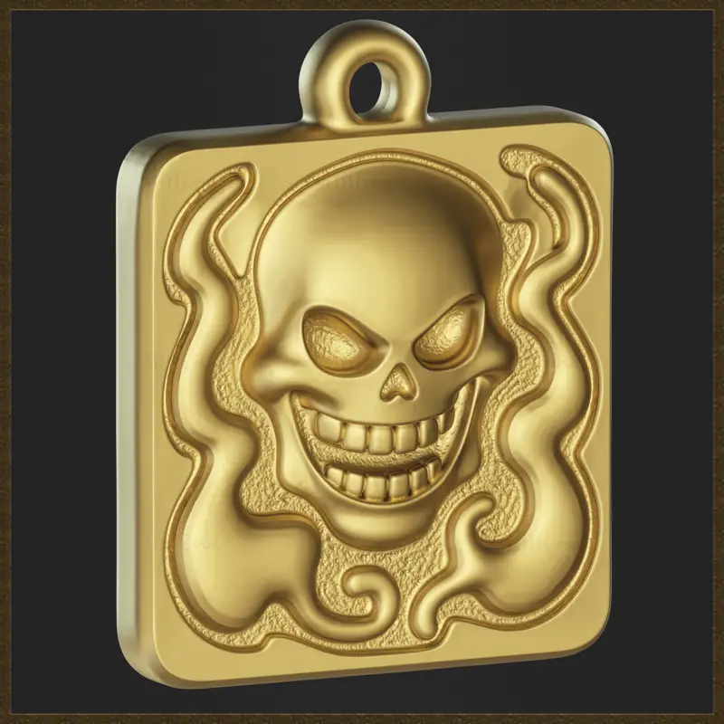 Stylized Skull Pendant Jewelry Design 3D Print Model