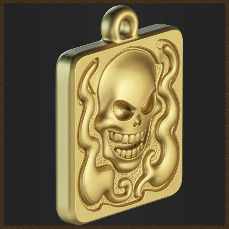 Stylized Skull Pendant Jewelry Design 3D Print Model