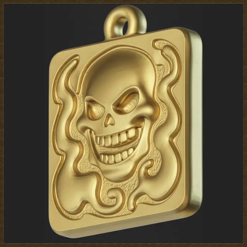 Stylized Skull Pendant Jewelry Design 3D Print Model