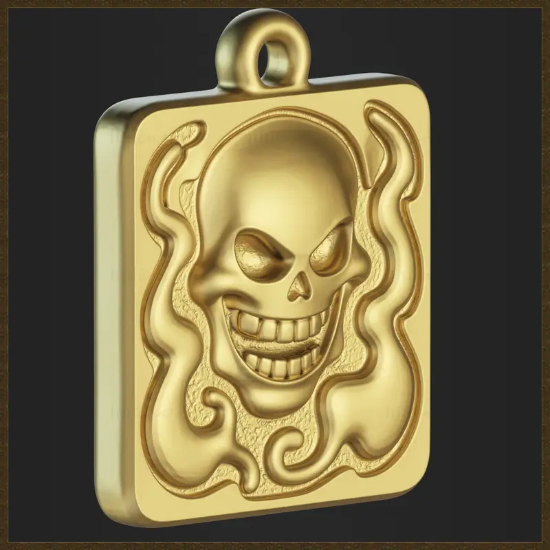 Stylized Skull Pendant Jewelry Design 3D Print Model