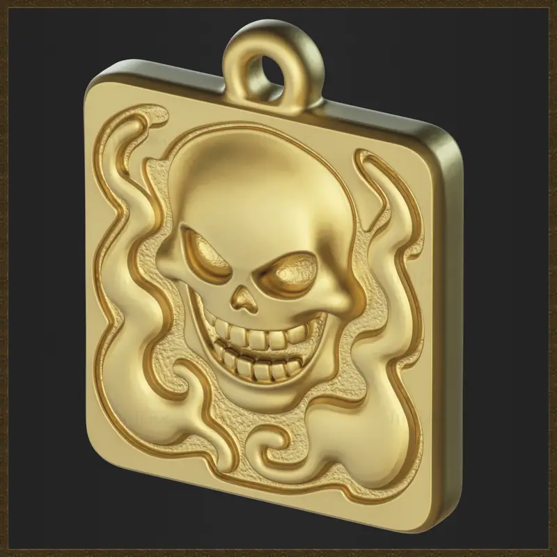 Stylized Skull Pendant Jewelry Design 3D Print Model