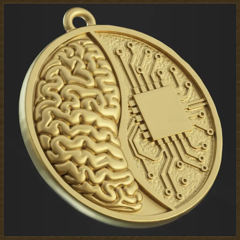 Gestileerd Tech Brain Network Pendant 3D-printmodel