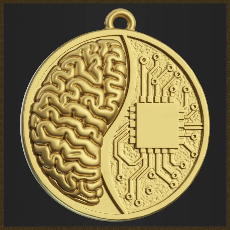 Gestileerd Tech Brain Network Pendant 3D-printmodel
