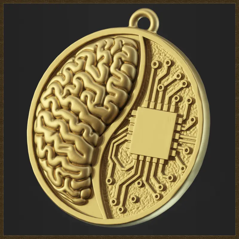 Gestileerd Tech Brain Network Pendant 3D-printmodel
