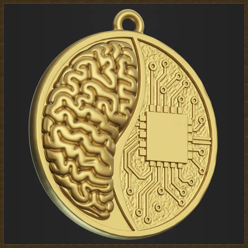 Gestileerd Tech Brain Network Pendant 3D-printmodel