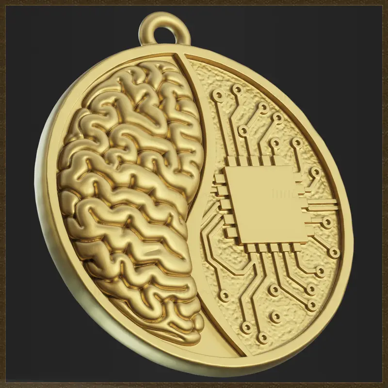 Gestileerd Tech Brain Network Pendant 3D-printmodel