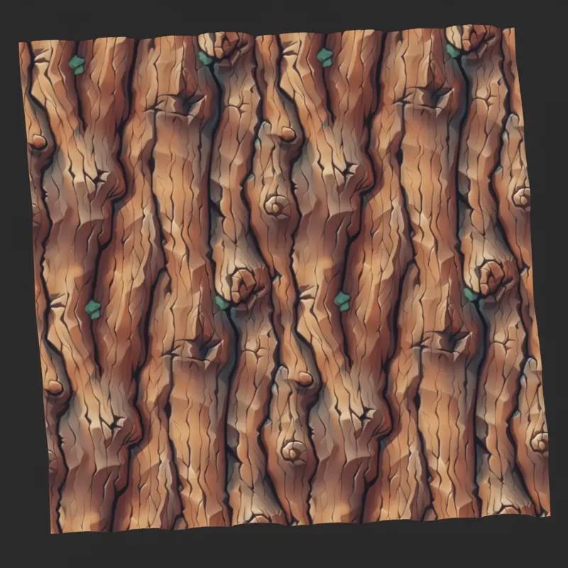 Stylized Tree Bark Seamless Texture PNG