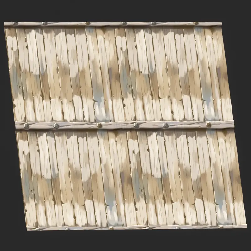 Stylized Wood Fence with Nail Seamless Texture