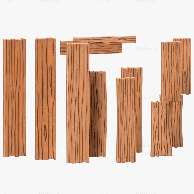 مدل سه بعدی تخته های چوبی تلطیف شده