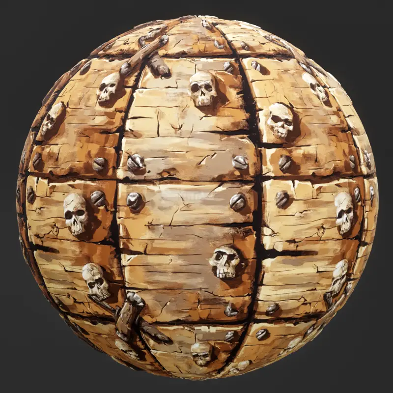 Stylized Wood Skull Seamless Texture