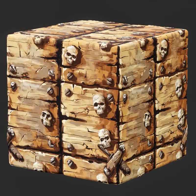 Stylized Wood Skull Seamless Texture