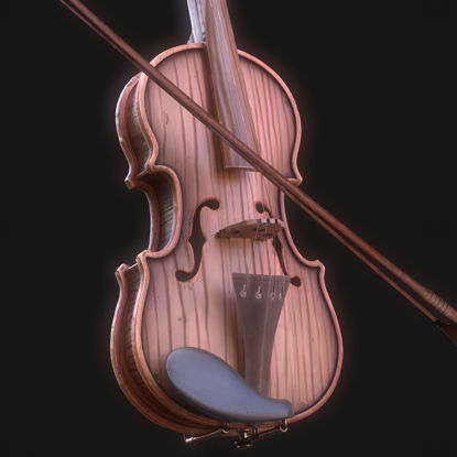 Stylized Wood Violin 3D Model
