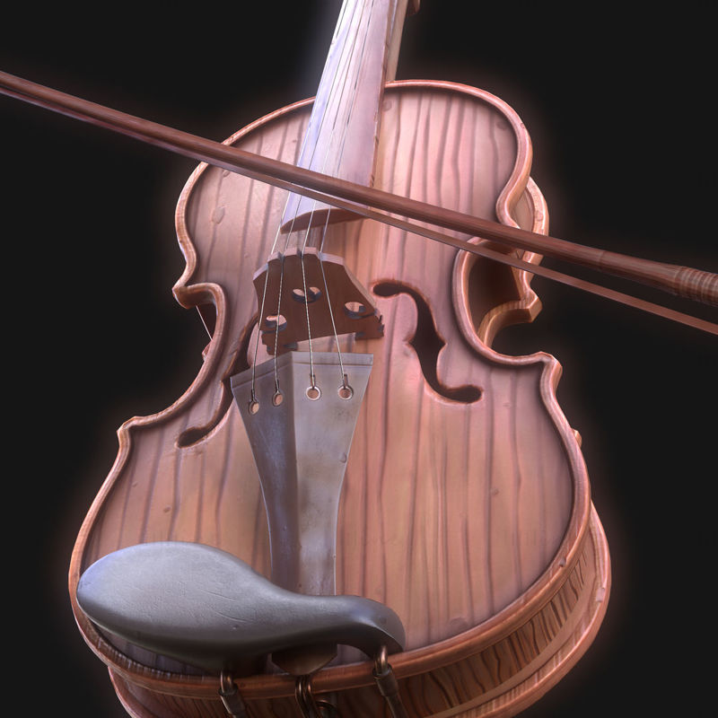Stylized Wood Violin 3D Model