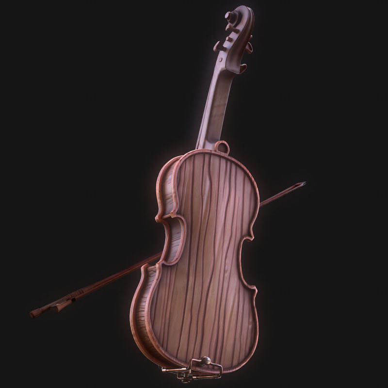 Gestileerde houten viool 3D-model