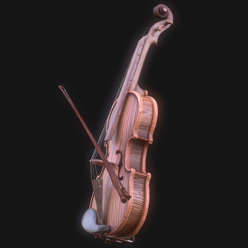 Gestileerde houten viool 3D-model