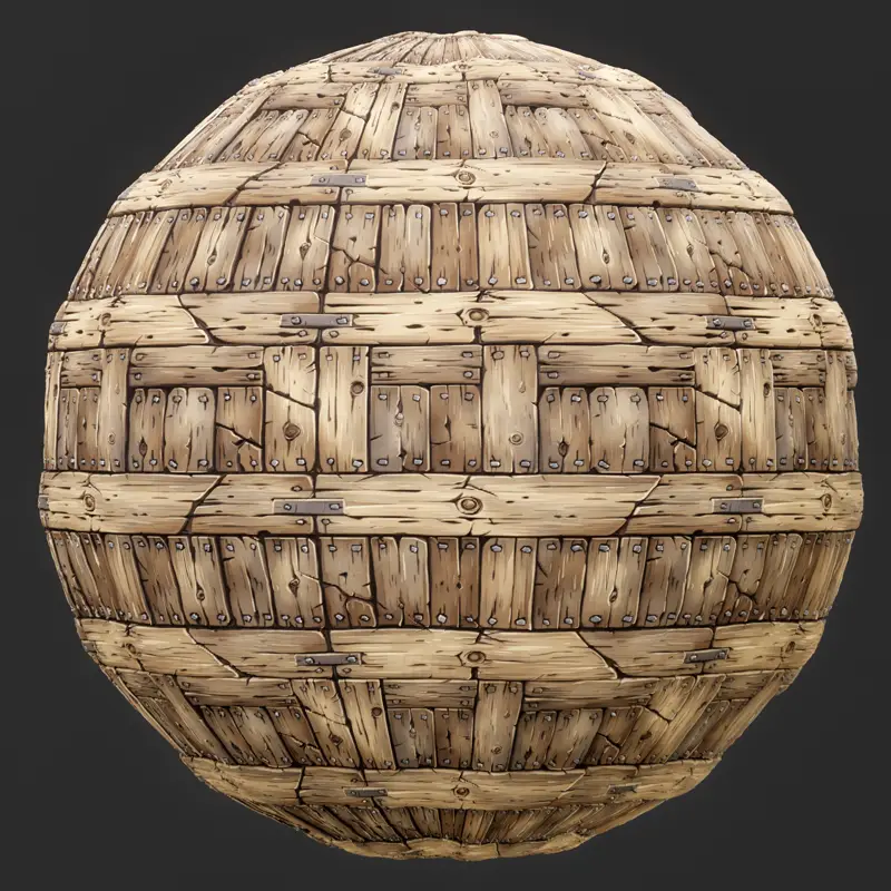 Stylized Wood with Nails Seamless Texture