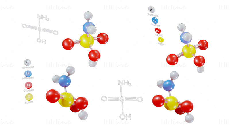 Sulfamic Acid Molecular Structure 3D Model