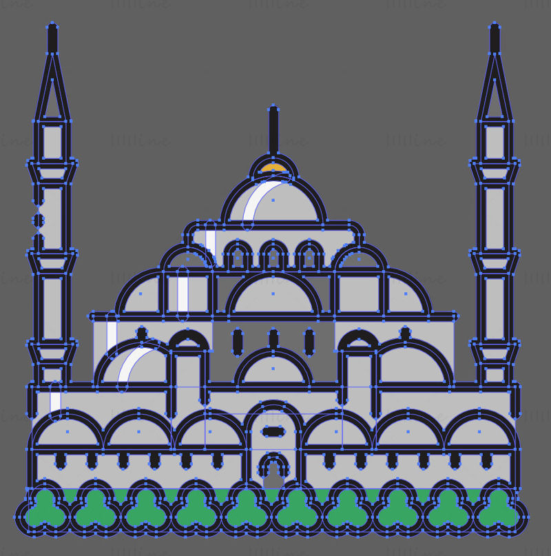 مسجد السلطان أحمد, سهم التوجيه, Illustration