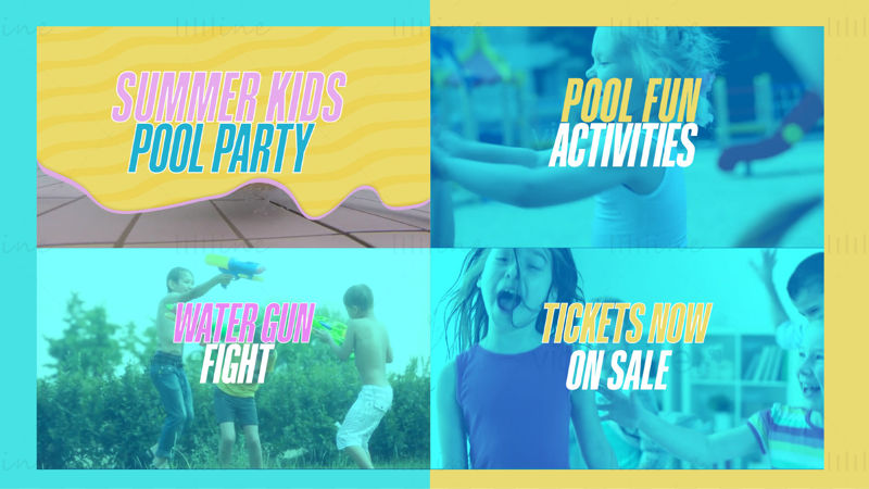 Summer Kids Pool Party Instagram Post AE قالب الترويجي