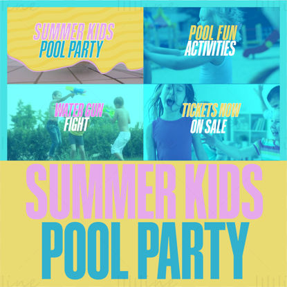 夏季儿童泳池派对Instagram视频帖子故事AE模板