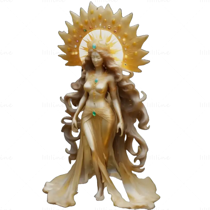 Sun Goddess - Divine Radiance 3D Print Model