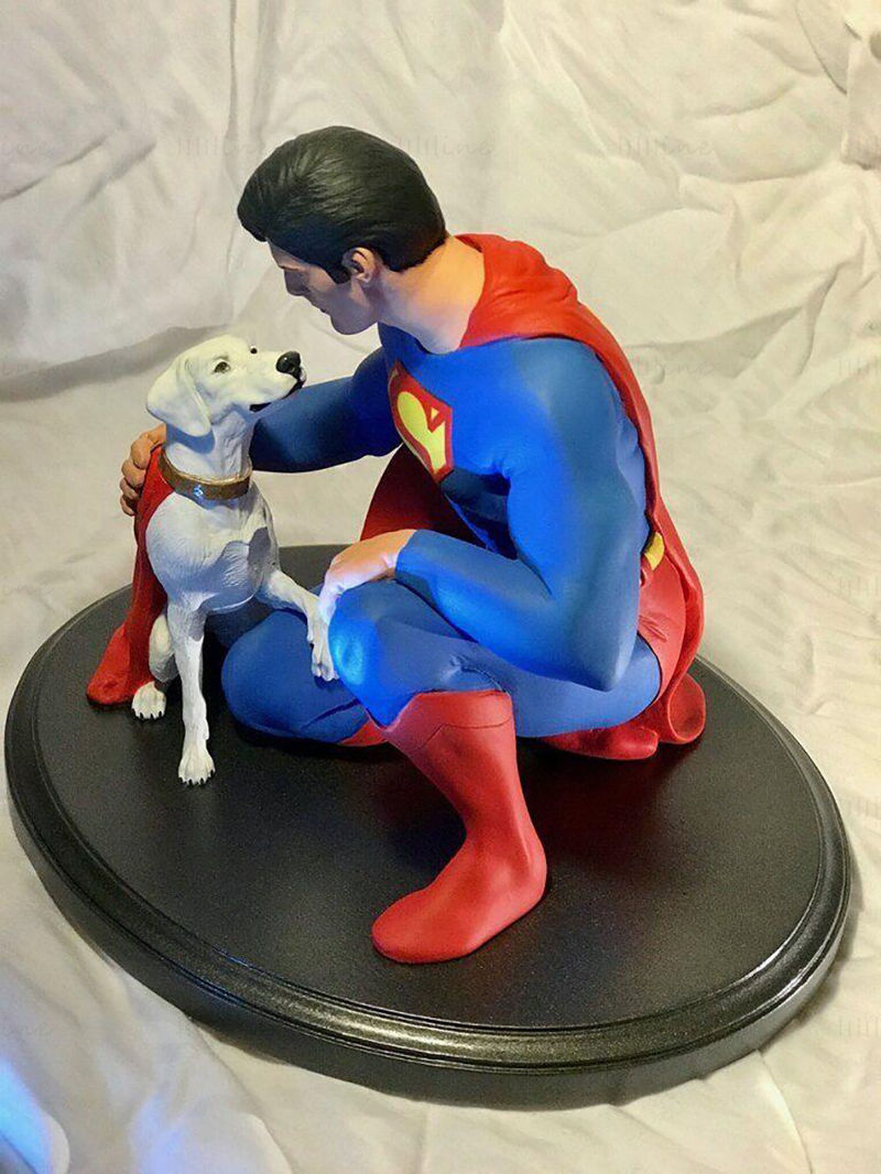 Modelo de impresión 3D de Superman y Perro Krypton