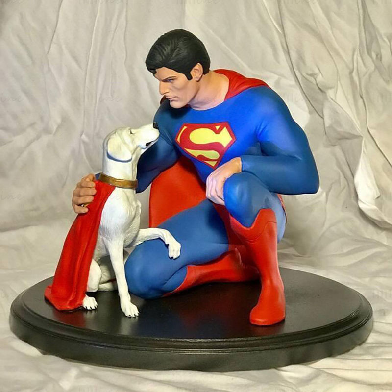 Modèle d'impression 3D de Superman et Dog Krypton