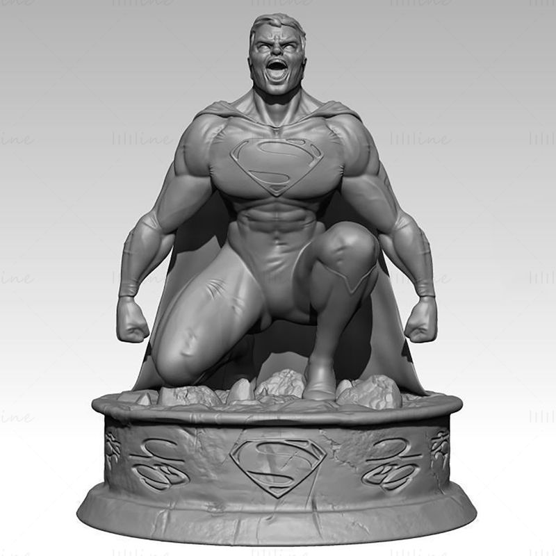 Superman arrodillado modelo de impresión 3D OBJ