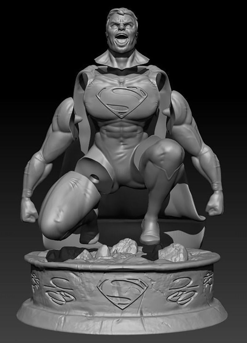 Superman à genoux modèle d'impression 3D OBJ