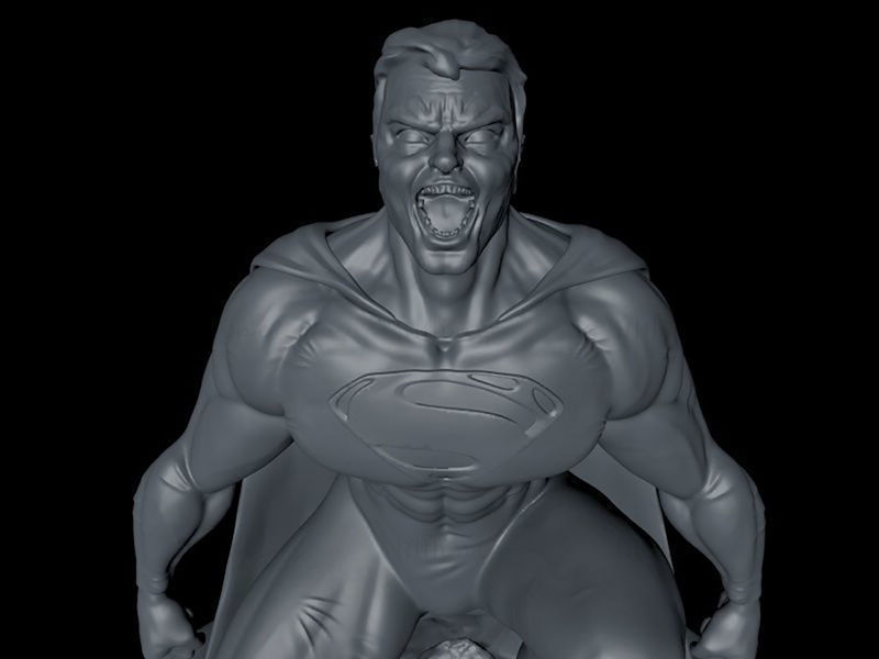 Superman à genoux modèle d'impression 3D OBJ