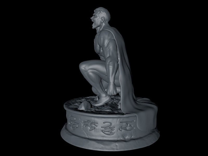 Superman arrodillado modelo de impresión 3D OBJ