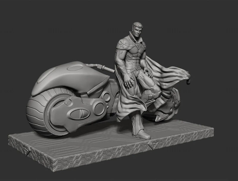 摩托上的超人 3D 打印模型 STL