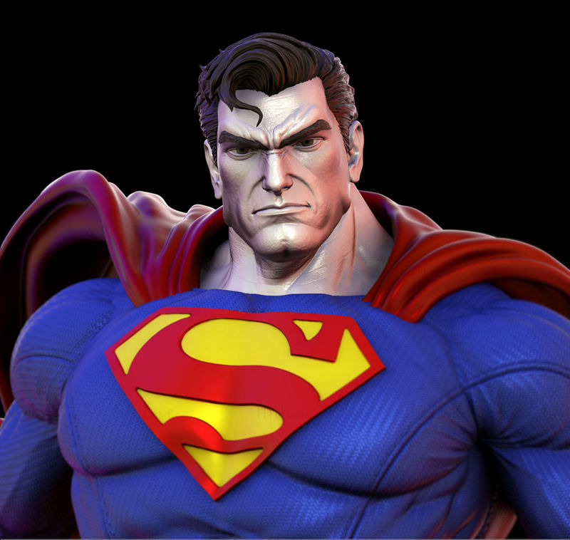Superman-standbeeld 3D-model klaar om STL af te drukken