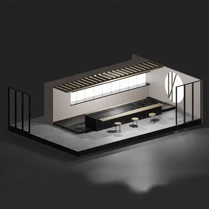 Sushi restaurant interior Low-polygon 3D Model