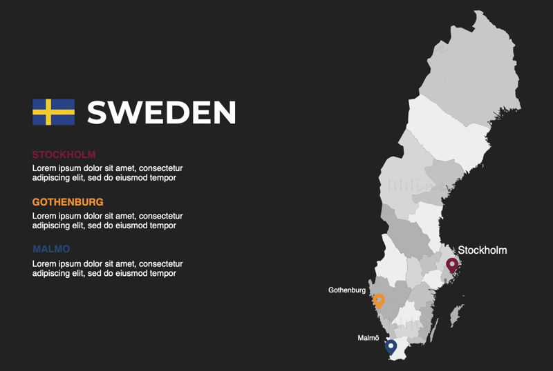 Sweden Infographics Map editable PPT & Keynote